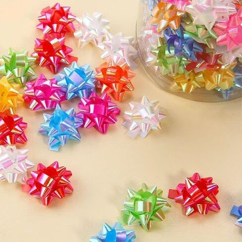 yxinjy 50 PCS ملونة 1 بوصة أقواس الهدايا مصغرة أقواس عيد الميلاد المعدنية نجم أقواس الحفلات الافتراء أقواس العطلة اللاصقة أقواس لعيد الحب ، لوازم الهدايا in Saudi Arabia