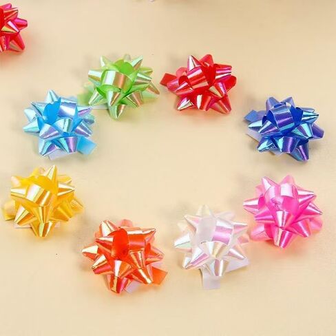 yxinjy 50 PCS ملونة 1 بوصة أقواس الهدايا مصغرة أقواس عيد الميلاد المعدنية نجم أقواس الحفلات الافتراء أقواس العطلة اللاصقة أقواس لعيد الحب ، لوازم الهدايا in Saudi Arabia