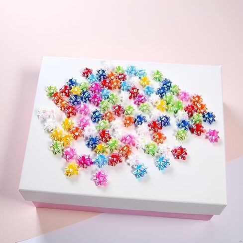 yxinjy 50 PCS ملونة 1 بوصة أقواس الهدايا مصغرة أقواس عيد الميلاد المعدنية نجم أقواس الحفلات الافتراء أقواس العطلة اللاصقة أقواس لعيد الحب ، لوازم الهدايا in Saudi Arabia