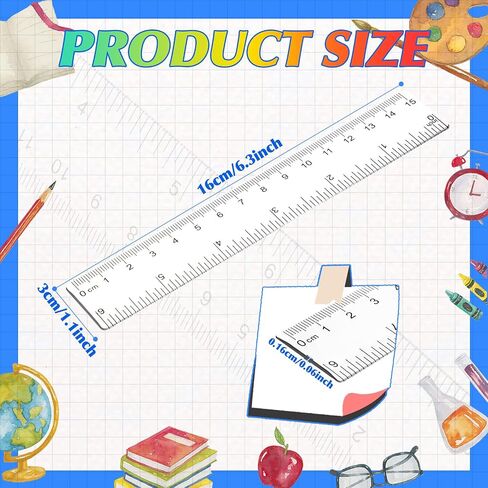 EBOOT 2 Packs 6 Inch Clear Plastic Rulers Clear Measuring Tools with Inch and Centimeter Accuracy for School Mathematics Art Clothing Class Office Crafts in Kuwait
