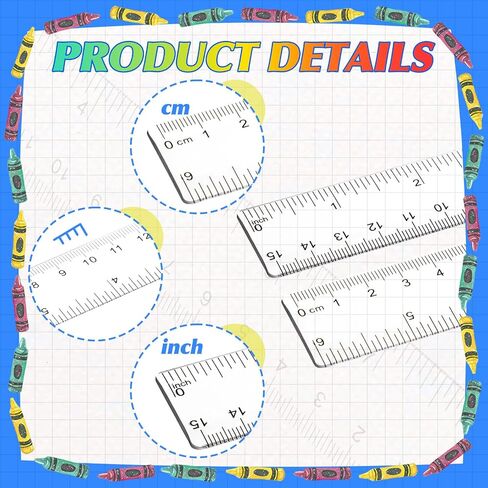 EBOOT 2 Packs 6 Inch Clear Plastic Rulers Clear Measuring Tools with Inch and Centimeter Accuracy for School Mathematics Art Clothing Class Office Crafts in Kuwait