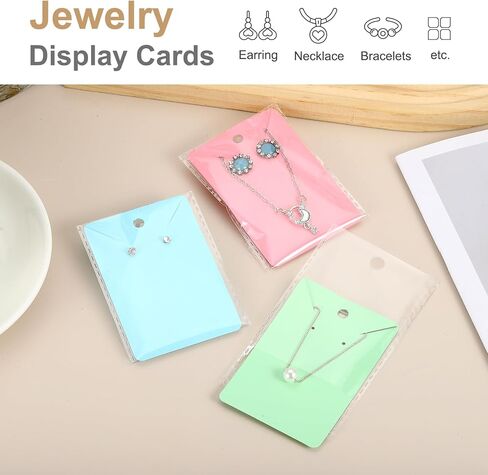 PATIKIL Earring Display Cards 200 Pcs Necklace Holder Cards with 200 Pcs Jewelry Packaging for Earring Necklace Jewelry Craft Display Packaging Supplies (Light Pink, 3.5 x 2.4 Inches) in Saudi Arabia
