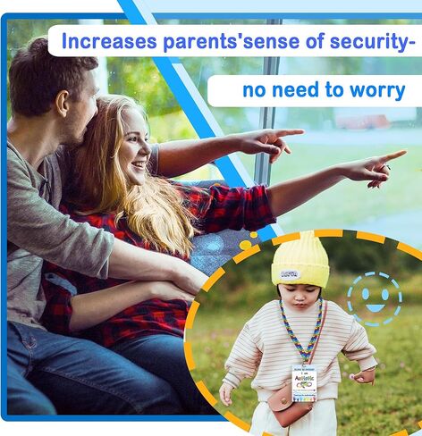 بطاقة علامة سلامة التوحد مع حبل مخصص ، 2 بطاقة اتصال طارئة قابلة للاتصال التوحد للشخص التوحد (ملون) in Kuwait