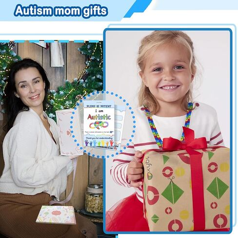 بطاقة علامة سلامة التوحد مع حبل مخصص ، 2 بطاقة اتصال طارئة قابلة للاتصال التوحد للشخص التوحد (ملون) in Kuwait