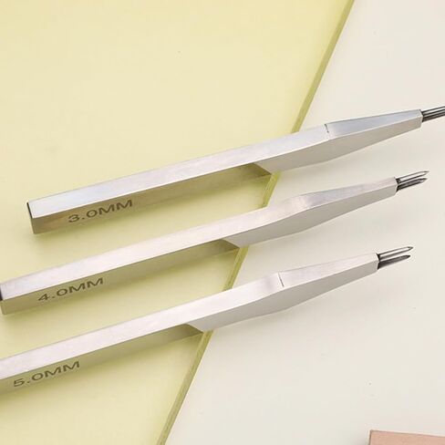 Leather Stitching Punch, Leather Hole Punch Tool, 4 Pack, 2/5/7 Prong Leathers Punches Lacing Stitching Tool Set, Stitching Chisel 3mm 4mm 5mm (4mm) in Kuwait