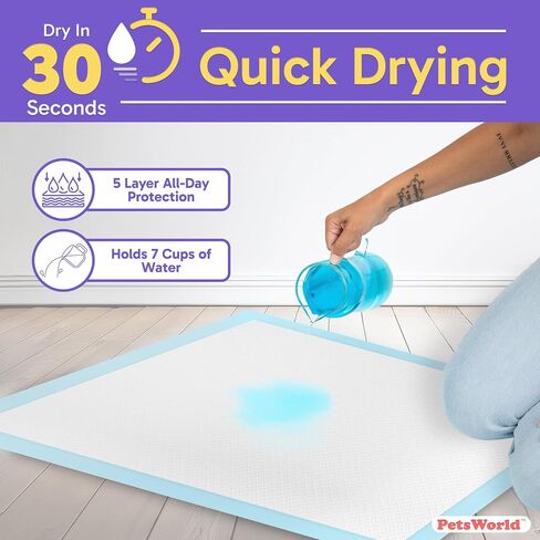 PETSWORLD Giant Dog Potty Pads, Odor-Eliminating, 36" x 36", Ultra Absorbent 5-Layer Leak-Proof Training Pads for Dogs & Cats (36x36, 150 Count) in Kuwait
