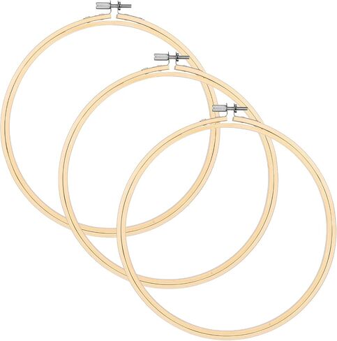 YBEATY 3 Pcs Embroidery Hoops Bamboo Frame Circle Cross Stitch Hoop Ring Adjustable Embroidery Hoops Set Art Craft Handy Sewing Hand Quilting for Home Ornaments (8 inch/ 20cm) in Saudi Arabia