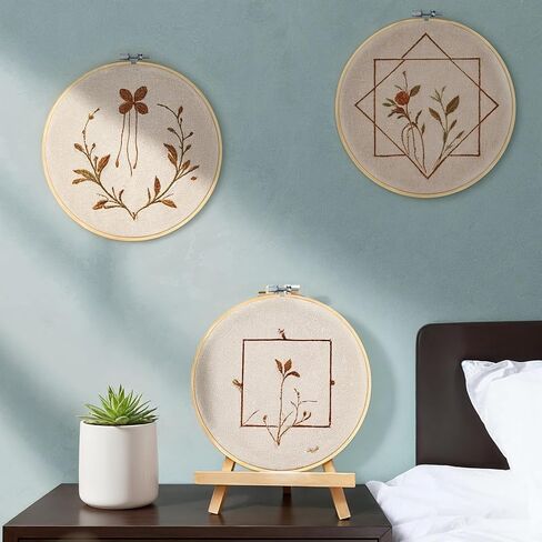 YBEATY 3 Pcs Embroidery Hoops Bamboo Frame Circle Cross Stitch Hoop Ring Adjustable Embroidery Hoops Set Art Craft Handy Sewing Hand Quilting for Home Ornaments (8 inch/ 20cm) in Saudi Arabia