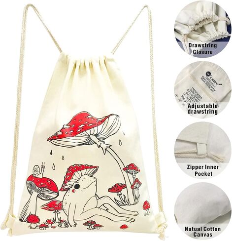 MOSITU Small Flower Drawstring Backpack Cute Floral Drawstring Bag Wildflower Cotton Canvas Backpack for Women Girls Gift Sport Gym Drawstring Bag School String Bag Beach Sack Bag Travel Sackpack in Kuwait