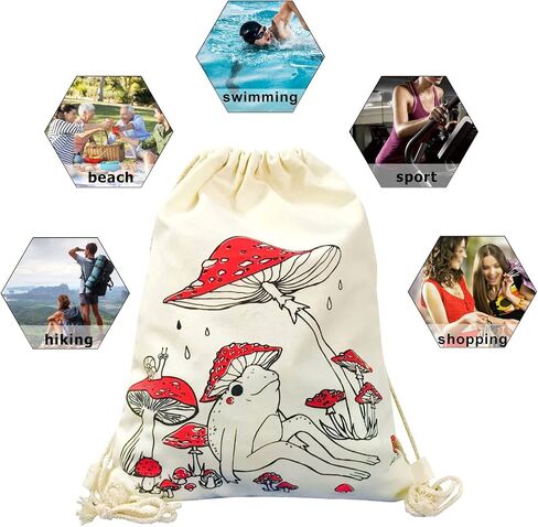 MOSITU Small Flower Drawstring Backpack Cute Floral Drawstring Bag Wildflower Cotton Canvas Backpack for Women Girls Gift Sport Gym Drawstring Bag School String Bag Beach Sack Bag Travel Sackpack in Kuwait