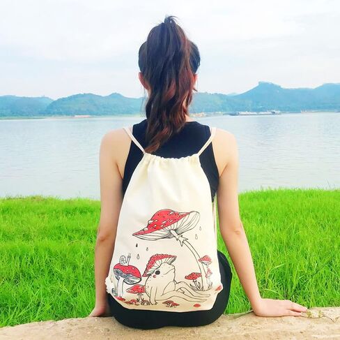 MOSITU Small Flower Drawstring Backpack Cute Floral Drawstring Bag Wildflower Cotton Canvas Backpack for Women Girls Gift Sport Gym Drawstring Bag School String Bag Beach Sack Bag Travel Sackpack in Kuwait