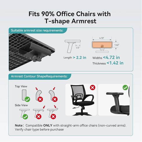 Newtral Adjustable Laptop Desk for Office Chairs - T-Shape Armrest Only, Portable Workstation with Cup Holder & Mouse Pad, Laptop Tray Home Office/Gaming Desk(Verify Chair Fit)​ in Kuwait