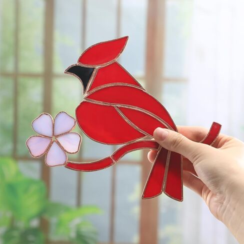 LemonRoad 1 Set Cardinal Pre Cut Stained Glass Kits for Adult Beginner Made Easy DIY Stained Glass Craft Kit with Solder Wire, Gel Flux, Flux Brush for Christmas Birthday Party Favor in Kuwait