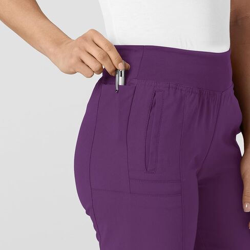 Women's Comfort Waist Cargo Jogger Scrub Pant, Eggplant, 1X in Saudi Arabia