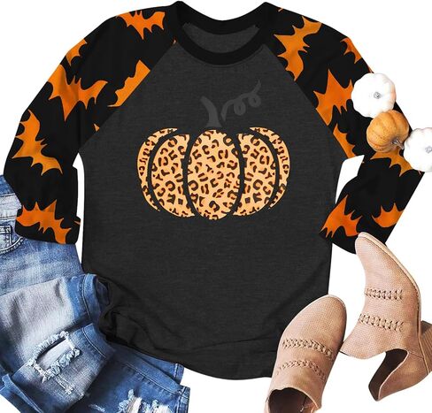 Plus Size Halloween Pumpkin Shirt Women 3/4 Sleeve Tops Its Fall Yall Print Tshirt Thanksgiving Gift in Kuwait