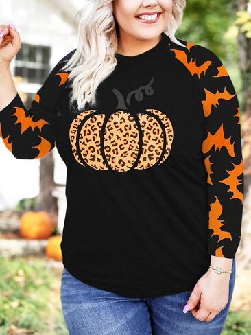 Plus Size Halloween Pumpkin Shirt Women 3/4 Sleeve Tops Its Fall Yall Print Tshirt Thanksgiving Gift in Kuwait