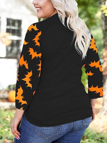 Plus Size Halloween Pumpkin Shirt Women 3/4 Sleeve Tops Its Fall Yall Print Tshirt Thanksgiving Gift in Kuwait