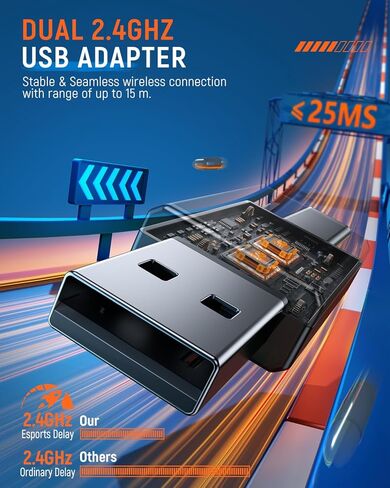 سماعة ألعاب لاسلكية لأجهزة الكمبيوتر، PS5، PS4، 2.4 جيجا هرتز USB ونوع C سماعات رأس للألعاب مع ميكروفون، بطارية 30 ساعة سماعات بلوتوث للتبديل، الكمبيوتر المحمول، الهاتف المحمول، ماك in Kuwait