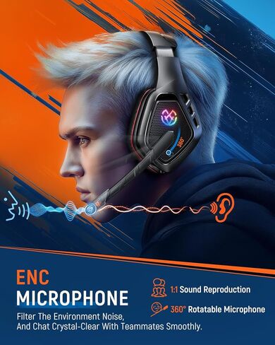 سماعة ألعاب لاسلكية لأجهزة الكمبيوتر، PS5، PS4، 2.4 جيجا هرتز USB ونوع C سماعات رأس للألعاب مع ميكروفون، بطارية 30 ساعة سماعات بلوتوث للتبديل، الكمبيوتر المحمول، الهاتف المحمول، ماك in Kuwait