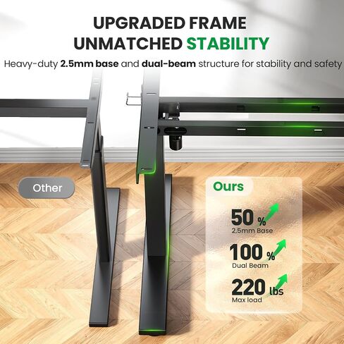 Electric Standing Desk Adjustable - 60x28 Inch Sit Stand Desk with 1 Inch Thick Tabletop, Double Beam Frame, 3 Memory Height Adjustment, Cable Management for Home Office in Saudi Arabia