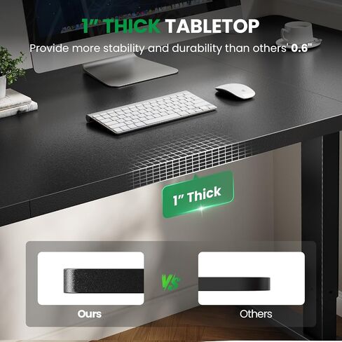 Electric Standing Desk Adjustable - 60x28 Inch Sit Stand Desk with 1 Inch Thick Tabletop, Double Beam Frame, 3 Memory Height Adjustment, Cable Management for Home Office in Saudi Arabia