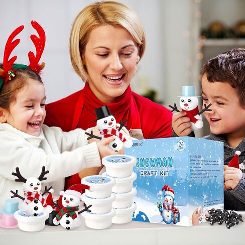 BANBBUR 24 Pack Stocking Stuffers for Kids,Christmas Crafts for Kids Bulk,Build a Snowman Kit,DIY Snowman Crafts Modeling Clay,Christmas Stocking Stuffers Gifts Activities for Boys Girls in Saudi Arabia
