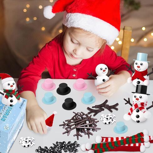 BANBBUR 24 Pack Stocking Stuffers for Kids,Christmas Crafts for Kids Bulk,Build a Snowman Kit,DIY Snowman Crafts Modeling Clay,Christmas Stocking Stuffers Gifts Activities for Boys Girls in Saudi Arabia