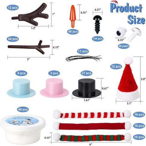 BANBBUR 24 Pack Stocking Stuffers for Kids,Christmas Crafts for Kids Bulk,Build a Snowman Kit,DIY Snowman Crafts Modeling Clay,Christmas Stocking Stuffers Gifts Activities for Boys Girls in Saudi Arabia