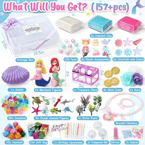 طقم العجين الحسي في Golray Mermaid - Play Dough مجموعة مع 3 عبوات من PlayDough ، وشخصيان حورية البحر ، ولعب الحيوانات البحرية وألعاب النباتات والملحقات الزخرفية ، وهدايا الألعاب الحسية للأطفال والأطفال الصغار in Saudi Arabia