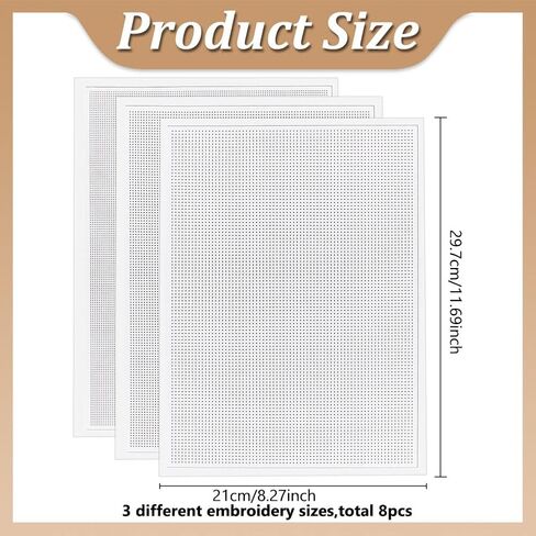 FreeBloss 8pcs sashiko أنماط التطريز القابلة للذوبان في الماء ، وخياطة التطريز مثبتات ، وغرزة ، وغرزة ، والورق ، والغرز ، والغرز ، والفراغ ، أنماط التطريز لمحبي الخياطة 9/11/14ct in Kuwait