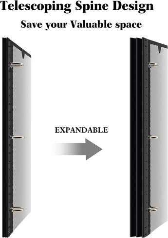 Infun 1 Inch Telescoping 3 Binder Binder Black+White - 4 PCS ， عددات مرنة مع غطاء أمامي قابل للتخصيص وجيب كتالوج واضح ، وحلقة 1 بوصة 3 ، 225 صفيحة in Kuwait