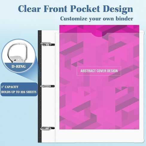 Infun 1 Inch Telescoping 3 Binder Binder Black+White - 4 PCS ， عددات مرنة مع غطاء أمامي قابل للتخصيص وجيب كتالوج واضح ، وحلقة 1 بوصة 3 ، 225 صفيحة in Kuwait