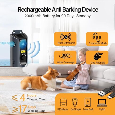 Dog Bark Deterrent Devices, 3X Ultrasonic Anti Barking Device, Bark Box for Dogs Indoor & Ourdoor, Dog Barking Silencer with 3 Modes | Bark Control Device 50ft Range, Stops Neighbours Dog Barking in Saudi Arabia