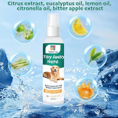 رذاذ التفاح المرير للكلاب - 200 مل من رذاذ رادع الكلب مع حمضيات وزيت الأوكالبتوس ، ومكافحة التدريب المضاد للمضغ لوقف المضغ وحماية الأثاث in Kuwait