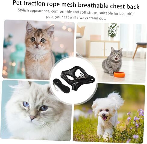 Toyvian 1set Cat and Leash Kit Breathable Chest Strap for Outdoor Walking Reflective Design Lightweight Traction for Kittens in Saudi Arabia