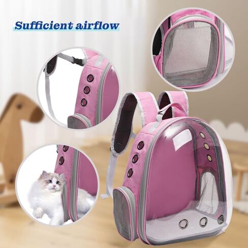 Vivicreate Large Cat Backpack Carrier for Travel and Hiking Transparent Pet Bubble Backpack for Cats up to 20lbs with Ventilation and Padded Straps Mochila para Gatos transportadora mascotas (Pink) in Saudi Arabia
