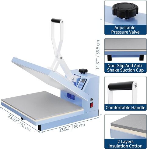 Heat Press 16 "x20" ، آلة الصحافة الحرارية ، حتى تقنية التدفئة ، لوحة تشغيل كبيرة ، آلة نقل الحرارة الرقمية الصناعية للتسامي للقمصان والملابس وأكياس القماش والأحمر in Saudi Arabia