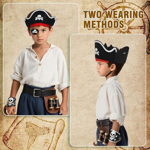 36PCS Pirate Hat Set, Hats Fake Mustaches Eye Patches, Bulk Pirate Party Favors for Pirate Theme Party Supplies Halloween Fancy Dress Masquerade Cosplay in Saudi Arabia