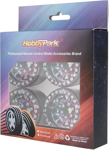 HobbyPark Graffiti Splash Anodized 1.9 Beadlock Wheels -10mm Negative Offset Deep Dish 1.9 Beadlocks Rims for 1/10 RC Crawler SCX10 II TRX4 VS4-10 Gen8 Upgrades in Saudi Arabia