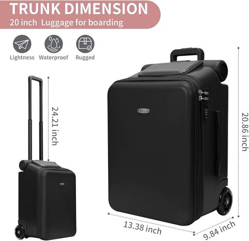 أمتعة LemoHome قابلة للتوسيع مع عجلات دوارة، حقائب كبيرة مع تصميم مقعد للأطفال، أمتعة صلبة للنساء والرجال، حقيبة حمل صلبة مقاس 20 بوصة للسفر in Kuwait