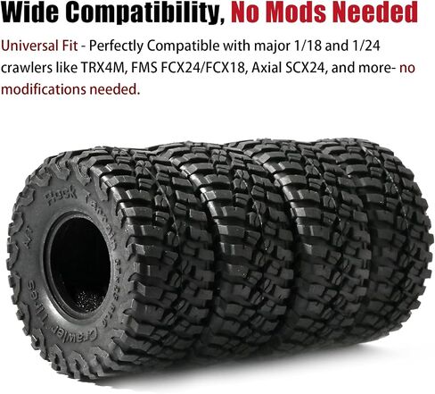 1.0 إطارات جميع التضاريس فائقة الإطارات لزجة لزجة لزاحف RC لـ TRAXXAS 1/18 TRX4M FORD BRONCO 97054-1 1/24 AXIAL SCX24 FMS FCX24 RC Crawlers High Grip Off-Road Tyre Expgrade (4pcs/set) in Kuwait