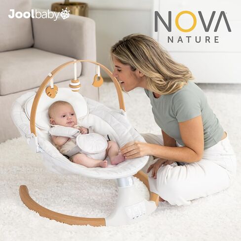Nova Nature Baby Swing for Newborns – Natural Wood Toys, Electric Motorized Infant Swing, Bluetooth Music – Jool Baby in Saudi Arabia
