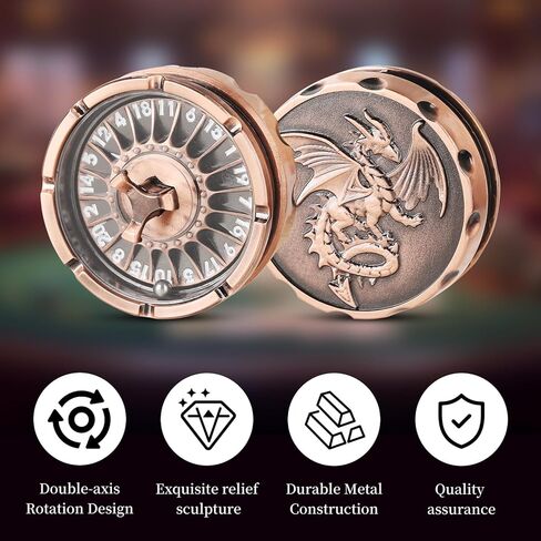 DND DICE مجموعة مع عجلة الروليت المصغرة - المعادن D20 الروليت DICE SPINNER | مجموعة هدايا DND فريدة من نوعها مع حالة RPG & Table Games (Black) in Kuwait