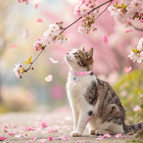 BINGPET Reflective Cat Collar Breakaway with Bells,3 Pack Kitten Collar for Girl Boy Cats with Cute Pendant Glow in The Dark,Adjustable 8''-11.8'',Pink in Saudi Arabia