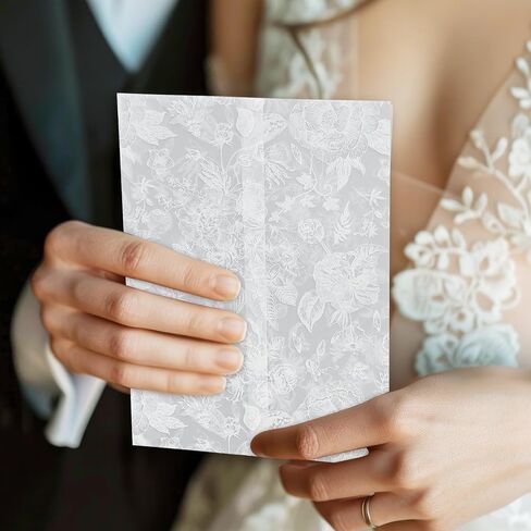 Whaline 120 PCS سترات Vellum مسبقًا لدعوات 5 × 7 مشفرة بطاقات الأزهار الأزهار البيضاء لبطاقات حفل زفاف حفل زفاف للملاحظة in Saudi Arabia