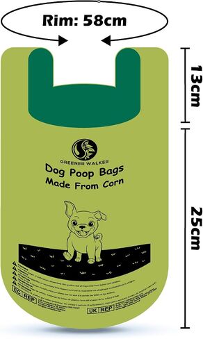 GREENER WALKER Tie Handles Poo Bags for Dog Waste, 600 Doggy Waste Bags Extra Thick Strong 100% Leak-Proof (Green) in Kuwait