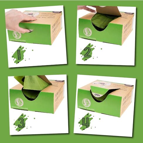 GREENER WALKER Tie Handles Poo Bags for Dog Waste, 600 Doggy Waste Bags Extra Thick Strong 100% Leak-Proof (Green) in Kuwait