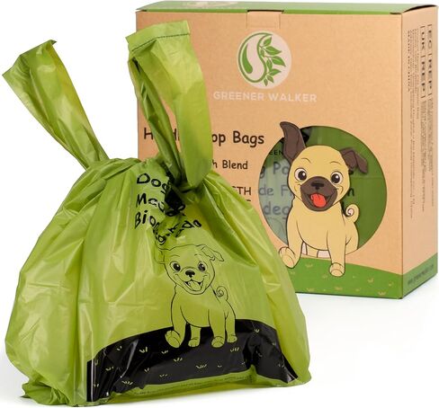 GREENER WALKER Tie Handles Poo Bags for Dog Waste, 600 Doggy Waste Bags Extra Thick Strong 100% Leak-Proof (Green) in Kuwait