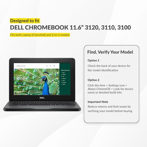 Air Hard Shell Case لـ Dell Chromebook 3120/3110 / 3100 2-in-1 & Clamshell ، غطاء وحم الواقي من K-12 مقاوم للطلاب (حزمة واحدة) in Saudi Arabia