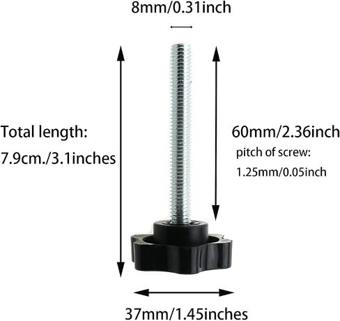 4 قطعة M8x20mm، 38 مم ضياء PlumClamping مقبض لقط المسمار المقبض، البرقوق عرافة على شكل قبضة نجمة المقبض 0.31 بوصة × 0.79 بوصة وجبة الموضوع in Saudi Arabia
